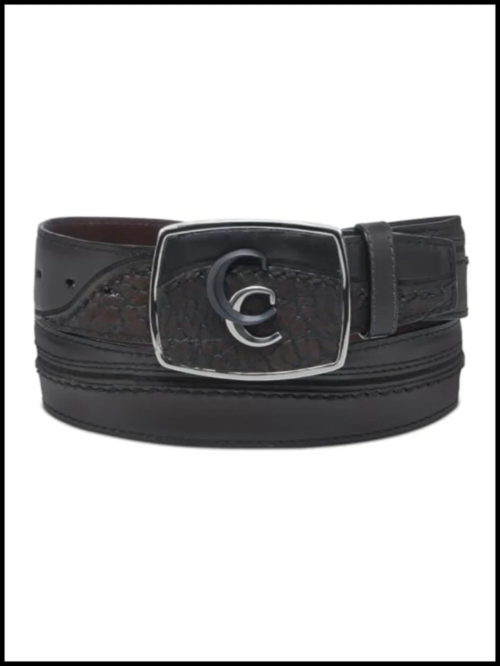 Genuine Bull Neck Leather Cowboy Belt with Buckle - Men's Western Accessory